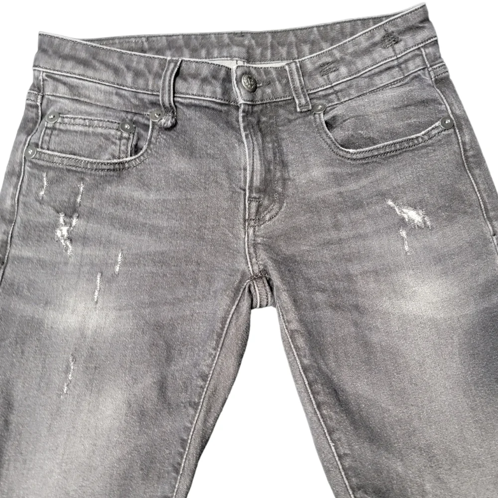 R13 Distressed Boy Skinny Ripped in Black Gray Medium Rise R13W0088 212 Jeans 25 - Picture 3 of 16